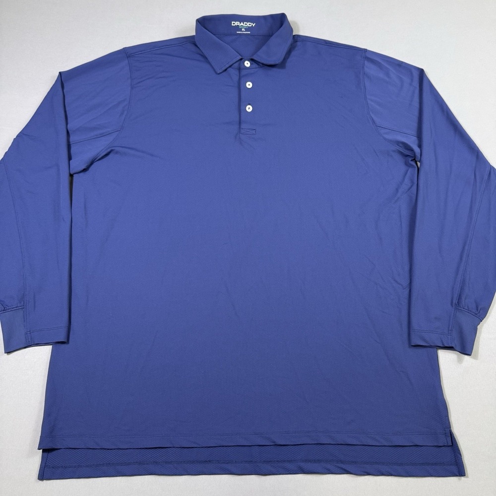 B Draddy Sport Cool Hand Luke Long Sleeve Polo Mens XL Blue Textured Lightweight